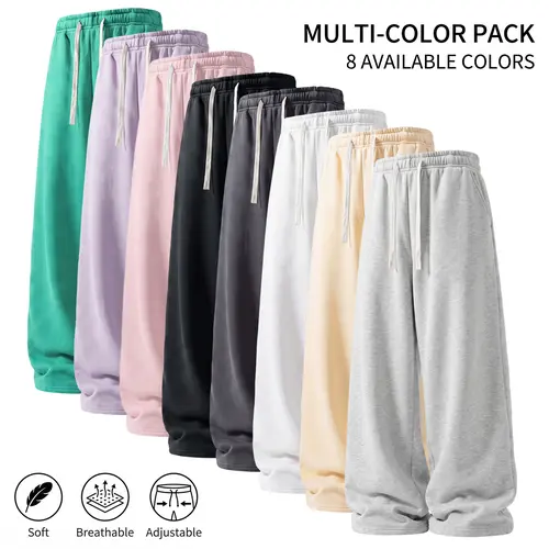 Men's Breathable Soft Fabric Drawstring-Waist Sports Jogger Sweatpants - Baggy Track Pants, Gym Stuff, Sporty Chic Pure Color Bottoms for Daily Wear