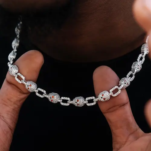 GLD Pave Skull Chain | 14k White Gold Plated, Hand-set stones- Perfect Gift #tiktokshopsummersale