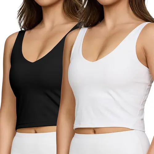 PURE CHAMP Women's 2-Pack Longline Medium Support Wireless Workout Bras - 4-Way Stretch, Breathable, Moisture-Wicking Crop Tops with Removable Padding, Comfortable Flexible Fit for Yoga, Running, Sporty Styles (S-XXL, Bras for Women)