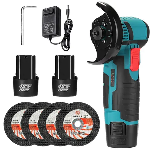 12V Cordless Mini Brushless Angle Grinder Kit with 4 Gutting Blades,2 pcs 12V 1300mAh Batteries 19500 RPM/Min, for Cutting Grinding Polishing Electric Heavy Duty Handle Power Tools#summerfinds toolupgrade