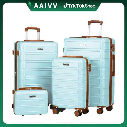 AAIVV 4PCS Expandable Hardside Shell Luggage Set - 13/20/26/28in Durable ABS TSA-Proof Travel Bag Set with Lock, 4-Wheel Double Spinners, Checked Bag for Family Travel, Checked Bag Luggage tiktokshopbacktoschool,back to school,back to school haul