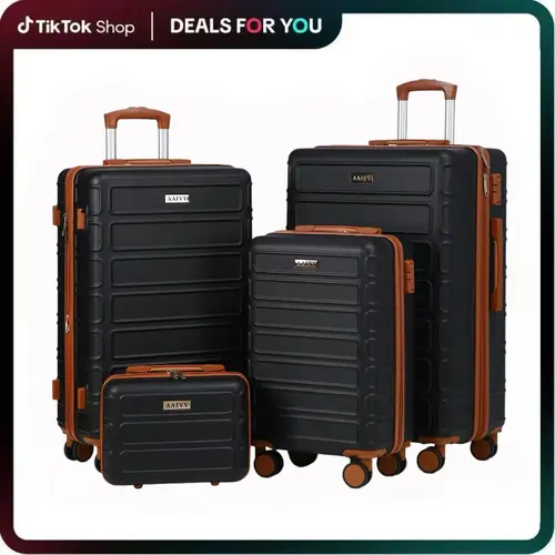 4PCS Expandable ABS Hardshell Luggage Set - Durable, Lightweight, with TSA Lock, Double Spinner Wheels, 13/20/26/28in Carry On & Checked Luggage, Ideal for Family Travel, Durable Luggage,back to school shopping