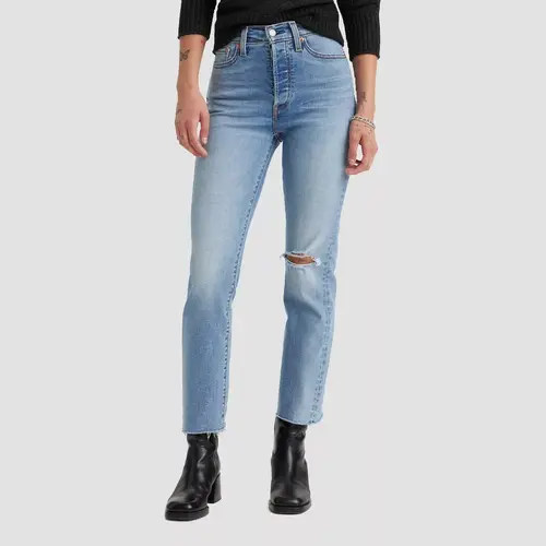 Levi's Women's Wedgie Slim-Fit Denim Pants - Polyester-Blend Fabric Garment with Button, Straight Pocket Design, Women's Bottoms Clothes