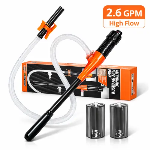 LWW Portable Battery-Operated Wireless Liquid Transfer Pump, 2.6 GPM Electric Fluid Pump with Flexible Hose, Adjustable Nozzle, Adjustable Flow for Water/Oil Transfer