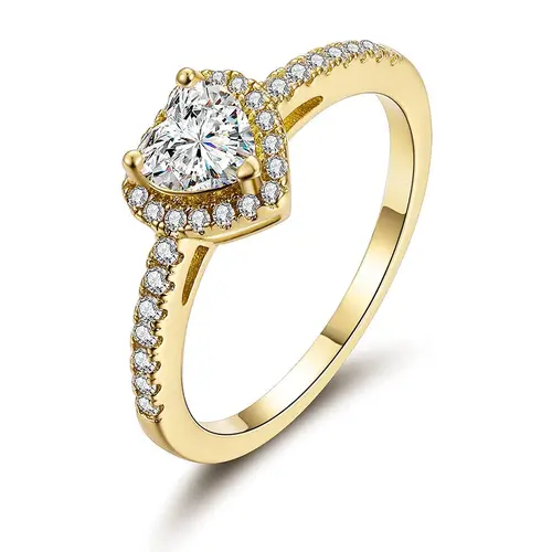 MDFUN 1CT Heart-Cut Cubic Zirconia Halo Ring - Women's Stackable Set, Heart Shaped Ring, Costume Jewelry, Romantic GF Gift, Gifts for Girlfriend, Promise Eternity Band R-0632