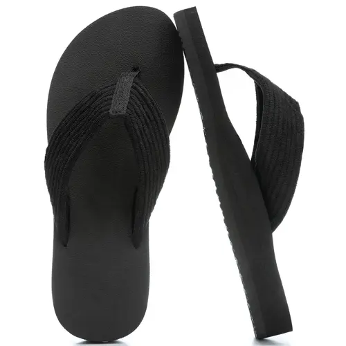 GOEWY Women's Arch Support Flip Flops - Comfortable Yoga Mat Corduroy Thong Slides, Anti-Slip Support Footwear, Summer Beach Walking Shoes, Slip-On Indoor Outdoor Sandals