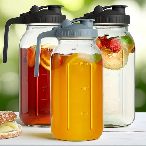 Summerwins Soh Stylish Transparent 64oz Hot-Safe Glass Beverage Cup - Reusable Portable 1000-2000ml Hydration Tumbler with Flip Leak-Proof Lid, Straw, Heat-Resistant Design, Washable; For Iced Coffee, Tea; Kitchen Drinkware Gift for Highland Cow Lovers