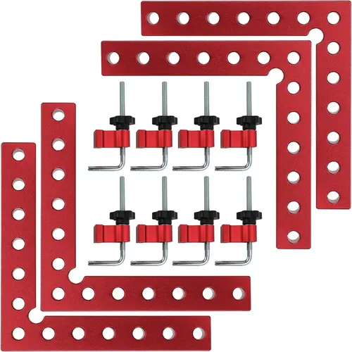GJANSH Corner Clamp for Woodworking,90 Degree Right Angle Clamps，4 Pack 5.5" x 5.5" Aluminum Alloy Woodworking Carpenter, Positioning Clamping Square Tool for Picture Frames, Boxes, Cabinets or Drawers