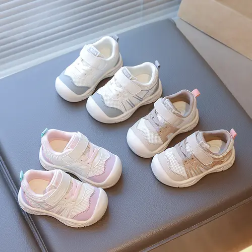 Kids' Low-Top Casual Sneakers - Hook&Loop Closure, Non-Slip TPR Sole, PU Fabric Upper, Synthetic Breathable Grid, Cushioned Tread for Everyday Playground & Casual Attire