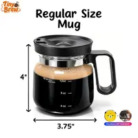 Tiny Brew Coffee Mug with Lid 16oz Glass Creative Cup, Coffee Lovers' Top Choice, Dimensions: 4.9inches tall, 3.8 inches wide, Includes Coaster, Ergonomic Handle Design, a little surprise for your loved one,deals for you,mid year sale