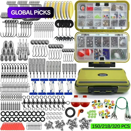 Fishing Accessories Kit Set, Fishing Gear Set, 150/218/320 Pcs, Tackle Box Included, Saltwater & Freshwater Use, Ideal for Travel & Outdoor Fishing, Outdoor Fishing Supplies, Fishing Equipment, Fishing Stuff #GLOBAL PICKS