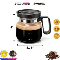 Tiny Brew Coffee Mug with Lid 16oz Glass Creative Cup, Coffee Lovers' Top Choice, Dimensions: 4.9inches tall, 3.8 inches wide, Includes Coaster, Ergonomic Handle Design, a little surprise for your loved one,deals for you,mid year sale