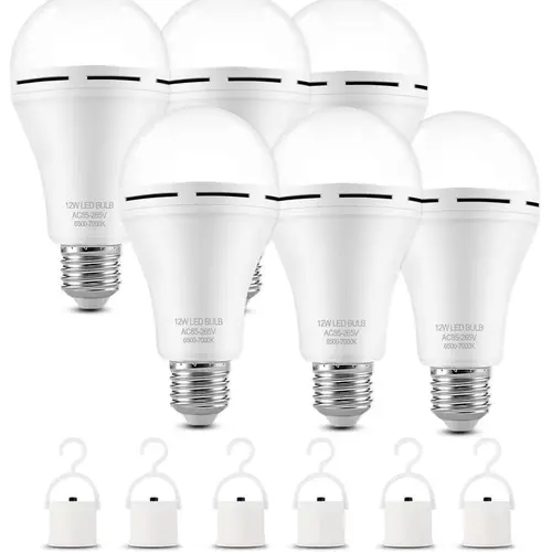 Rechargeable Emergency LED Light Bulbs, Battery-Powered 9W (60W Equivalent) 6000K Daylight E26 120V with 1200mAh for Home Power Outages, Camping