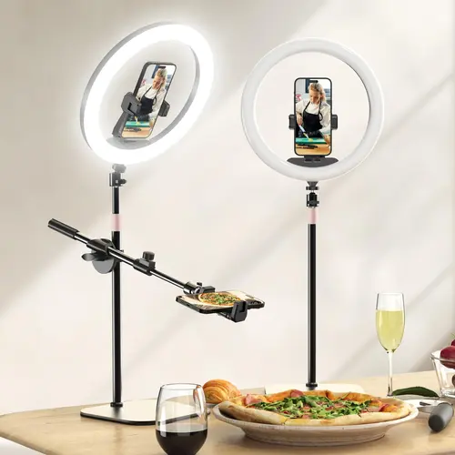 UBeesize 12" Adjustable Ring Light with Desk Stand, Phone Holder & 360° Rotatable Tripod Mount, 10 Brightness Levels (Cool White,Natural,Warm), Compatible with iPhone, Android, Smartphone, Cellphone, Ideal for Live Streaming, Recording, Selfie Accessories
