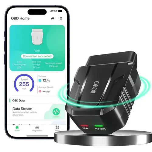 Wireless Bluetooth OBD2 Scanner Automotive Code Reader Tool, Plug-and-Play OBDII Device with No Subscription Fee - Full Scan for Check Engine, ABS, SRS, TPMS, Live Data, Error Codes, Compatible with 1996+ Automatic Vehicles, Boats, Yachts in USA/Canada, 5
