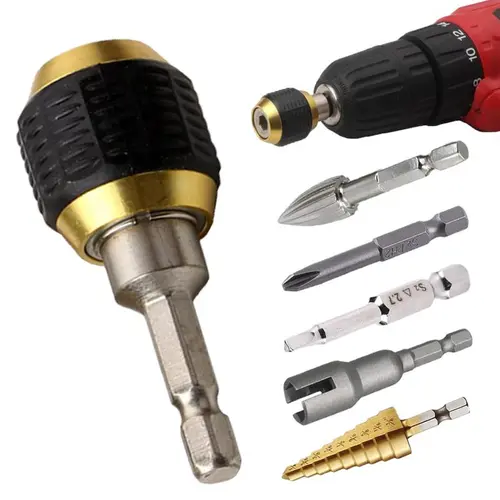 Quick-release bit holder,Self-locking Drill Bit Holder,1/4 Inch Hex Shank Extension Rod Screwdriver Bit Holder Set Quick Release Chuck Adapter Connector for Power Drill Tool.