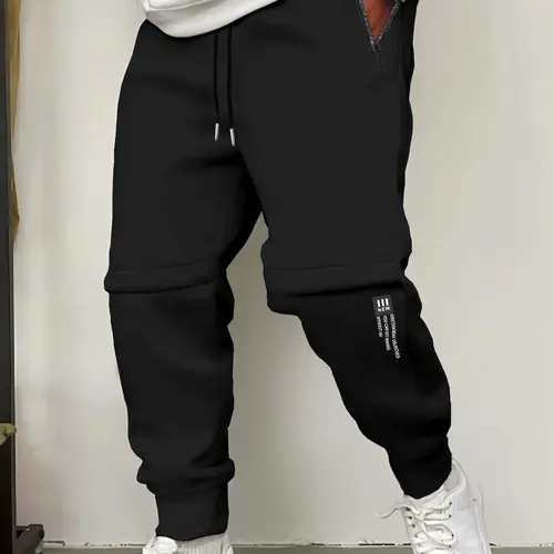 Men's Casual Jogger Pants with Zipper Pockets, Elastic Drawstring Waistband, Ankle Cuff Knit Sportswear for Gym Running Daily Wear Tapered Sweatpants