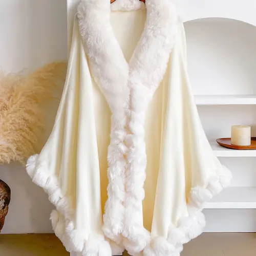 Luxurious Warm Plush Cape for Winter, Gradient Color Casual Fashion Accessory, Elegant Addition for Cold Weather, Fluffy Soft Scarf