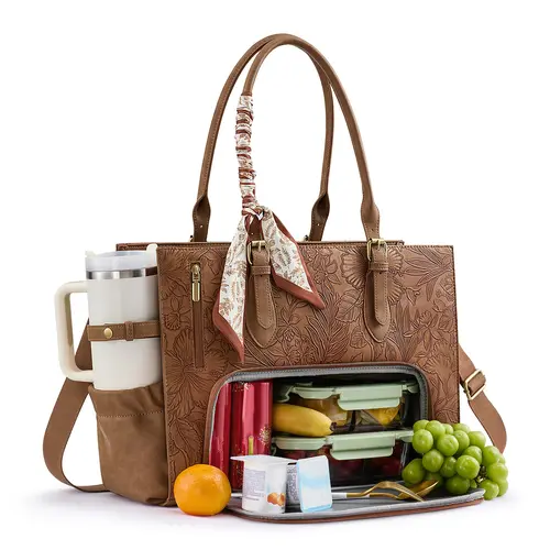 LOVEVOOK Laptop Tote Bag for Women,17.3 Inch Lunch Work Bag with Insulated Lunch Compartment, Leak-proof, Multi-compartment Multi-function Suitable for Work,Teachers,Nurses, Moms and Casual Outings,TikTokShopBackToSchool