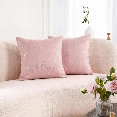 2 Pcs Cushion Covers, Branch Pattern Offset Printed Light-Blocking Fabric, Three-Dimensional Pattern, 18x18 inch Suitable for Living Rooms, Bedrooms and Studies, FT24791