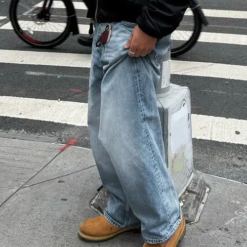 Men's New Loose Light Wash Washed Blue Casual Plain Denim Jeans for Casual Wear, Simple Design for All Seasons Comfortable Fit Durable Fabric Pocket Streetwear Pants Fashion Casual Jeans Casual Friday Jeans Denim Clothing