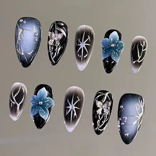 NailVesta STELLAR WHISPER – 100% Handcrafted 3D Press-On Nails | Reusable, Long-Lasting, Salon-Quality Manicure Nail Art Manicure Nail Art