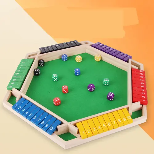 Hatwoo Shut the Box Dice Game - 2-6 Players, 6-Sided Wooden Flip Board with 10 Numbers, Ready-to-Play Family Interactive Math Game for Home, Party Leisure, Family Board Games, Interactive Math Board Games