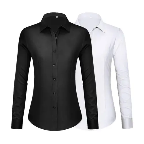 2-Pack Siliteelon Womens Stain Shield Dress Shirts Wrinkle Free Long Sleeve Solid Tops Blouses Button Down Shirts Casual Wear  Womenswear tiktokshopspringglowup