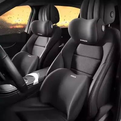 Head Restraint Car Neck & Lumbar Support Pillow Set – Soft Memory Foam Cushion, Adjustable Ergonomic Backrest, Relieve Neck/Back Pain, Perfect for Long-Distance Driving & Travel