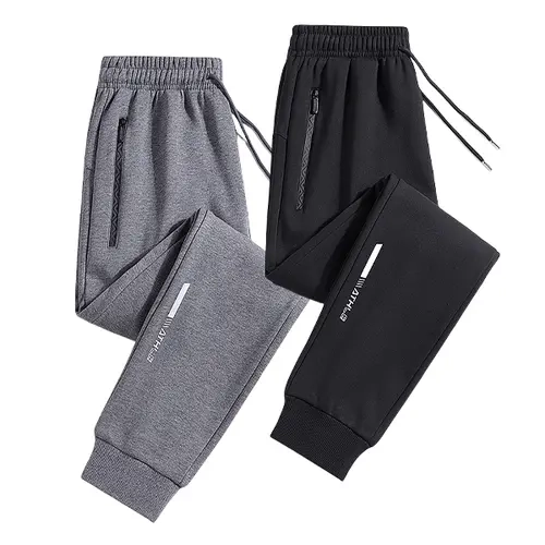 Men's 2-Pack Fitted Cuffed Sweatpants - Men's Sweatpants Joggers with Zipper Pockets, Reflective Details, Everyday Wear, Street Style Casual 2-Piece Sets,sohochic