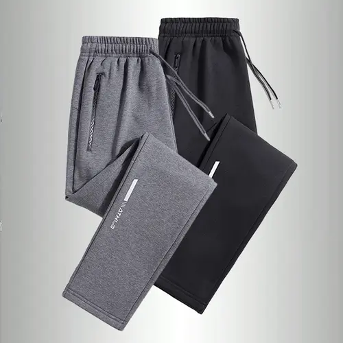 Men's 2-Piece Thin Athletic Casual Trousers - Spring & Autumn Casual Sweatpants with Printed Light Strips, Machine Washable Men's Pants for Jogging