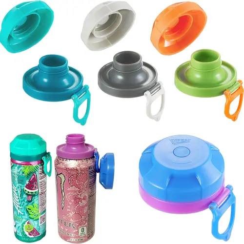 DIPESI 4-Pack Reusable Soda Can Lids - Bright Assorted Colors, Sturdy BPA-Free Thick Covers, Portable Kitchenware Drinkware Accessories for Soft Drinks, Outdoor Activities, Color ID at BBQ, Less Splash Sips, Secure Fit, Cup Lid