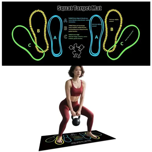 Exercise Mat Perfect for Squats, Leg and Ab Workouts, Squat guide mat, Squat Step Position, Squat Mat Knee Mat Lightweight and Portable for Men and Women Summervibes