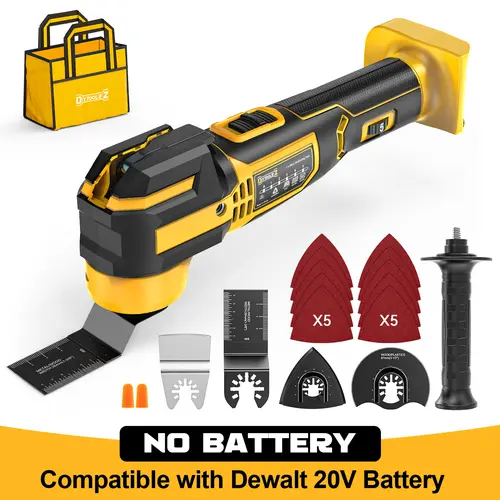 Cordless Oscillating Tool Compatible with Dewalt 20V Battery(NO BATTERY!!), Brushless Multi Tool Kit with 6Speed for Cutting Wood Remove Grout&Sanding backtoschool