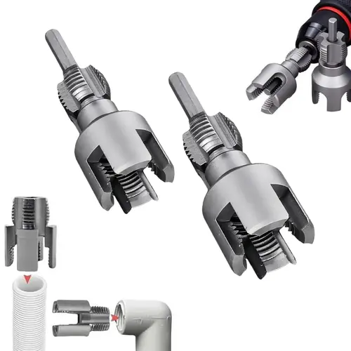 Alloy Steel Internal+External PVC Pipe Thread Cutting Tool - 1/2'' 3/4'' Sizes, Drill Mount, Dual Cutting, PEX/PPR/MPP Use for Plumbing DIY Repairs