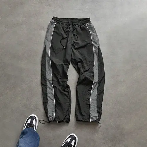 Men's spring and autumn season leisure Sweatpants, Autumn Straight Leg Striped Colorblock Casual Pants,Trendy High Street Versatile Sports Long Pants,Simple and Versatile Style with Drawstring Design,Suitable for Daily Outings,Loose Fit for Comfortable Cl