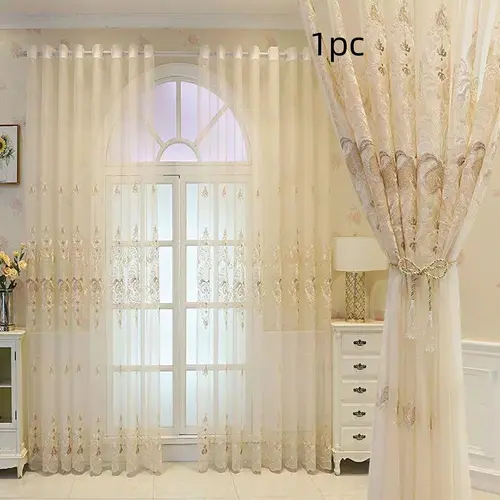 Luxury European Embroidered Sheer Curtain, Home Decorative Curtain, Home Decoration Curtain, Premium Fabric Bohemian Style Window Drapes for Living Room Bedroom Balcony Kitchen, High-End Home Decor