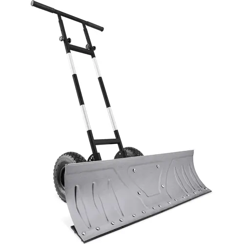 Best Choice Products 36in Hand Snow Pusher w/ 2 Wheels, Adjustable Handle, Blade Angle, Reflective Tape