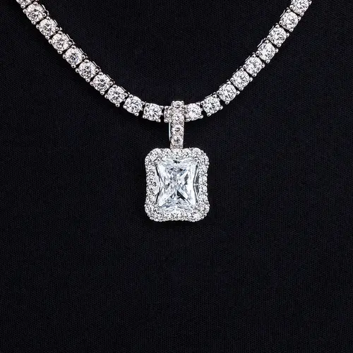 GLD Micro Diamond Stone Pendant in White Gold - Perfect Gift #TikTokShopBackToSchool