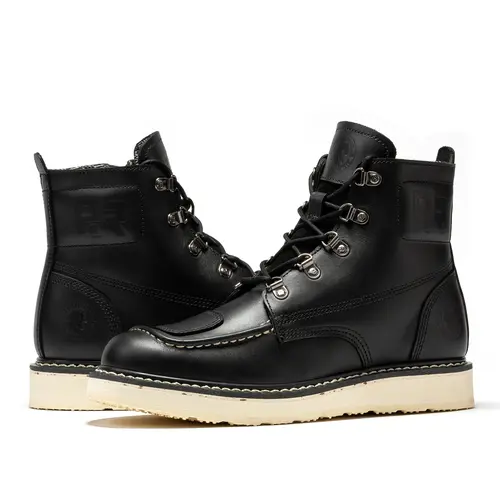 ROCKROOSTER Magnolia Sided Zip Soft Toe  Wedge Work Boots for Men Footwear Walking Shoes Comfort Leather Lace Up  Boy Closed Bota