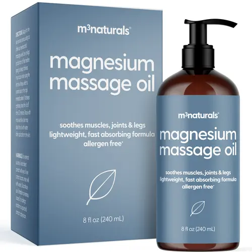 M3 Unscented Magnesium Body Oil - Liquid Single Item for Sore Muscles, Leg Cramps, Post-Workout Recovery & Sensitive Skin, 8 fl oz