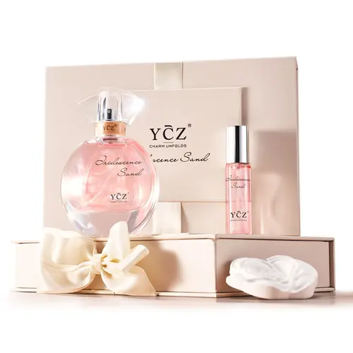 YCZ Pink Golden Sands Fragrance Gift Set (1.7fl oz EDP + 0.5fl oz Travel Spray) | Floral Oriental Scent, Soft, Elegant & Romantic, Long-Lasting for Everyday Wear and Gift Giving, Inspired by the moment every woman learns to love herself
