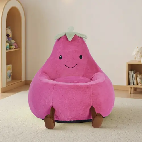24/31 Inch Padded Toddler Bean Bag Sofa - Fun Furniture, Comfy Eggplant/Beige/Purple Design for Boys & Girls, Outdoor Chair for Room Decor