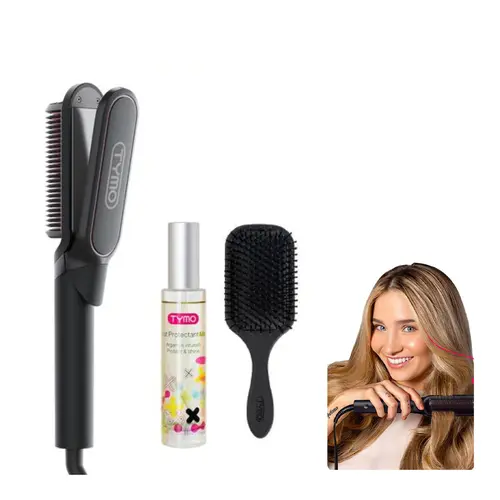 【Live Only】TYMO FLIPRO 2-in-1 Hair Straightener & Heat Protectant Spray - Silk Press Smooth Shiny Hair Strands, Ceramic Coating, 5 Temperature LED Display toolupgrade