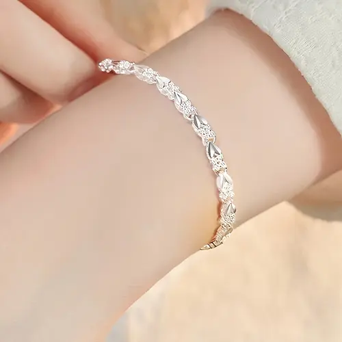 Vintage Style 925 Sterling Silver-Plated Unisex Bracelet - Classic and Versatile, Luxurious Look, Ideal for Daily Casual Wear, Valentine's Day Gifts