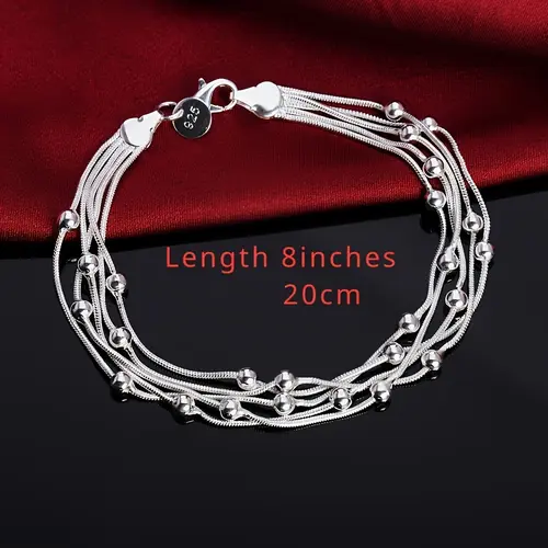 Silver Bracelet, Unisex Simple Allergy-Proof Costume Jewelry - 8in/20cm, Easy Match, Simple Silver Elevates Basics, Elegant for Parties, Minimalist Easy Style