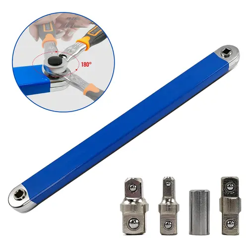 Upgraded Impact-Ready Offset Wrench Extension Set, Tight-Reach Tool with 1/2", 1/4" & 3/8" Square Drive Adapters for Small-Space Fasteners (Fits Impact Wrenches), Wrench Extension Impact Wrenches