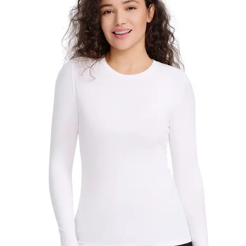COZYFIT Women's Long Sleeve Underscrub Tee - Slim, Soft, Smooth Polyester Fabric, Round Neck, Casual Breathable Workwear Top for Summer Vibes Crewneck Minimalist