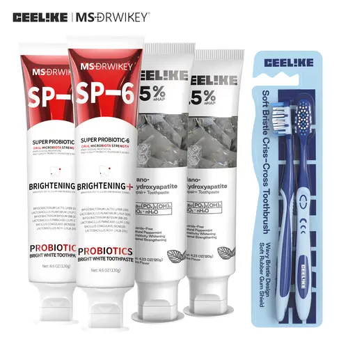 MSDRWIKEY SP-6 Nano Hydroxyapatite Remineralizing Toothpaste (2-Tube Multi-Pack, 24 Months Shelf Life) - Antibacterial, Fresh Mint, Daily Brightening Oral Care
