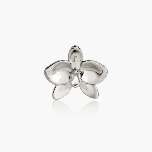 en route Orchid Ring in Silver, Orchid-inspired Flower Jewelry with Glossy Silver Tone, Versatile Piece for Everyday Styling & Layering Sets